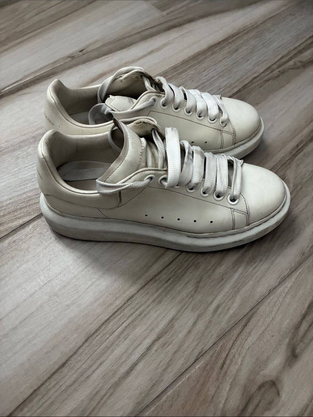 Alexander McQueen White Leather Platform Sneakers